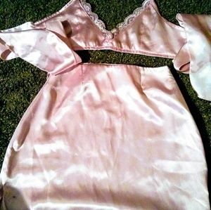 Pink Satin Highwaisted Skirt w/ Bralette